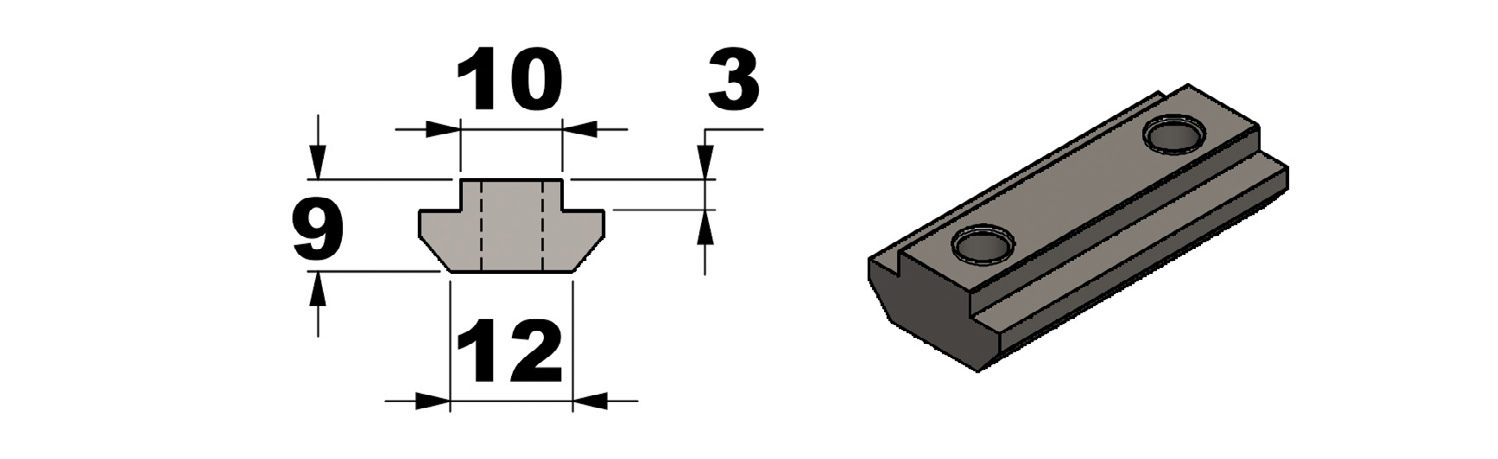 T-slot 10 mm standard nuts